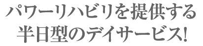 パワーリハビリを提供する半日型のデイサービスです。